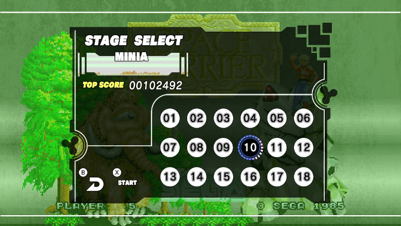 Stage Select i Space Harrier AGES