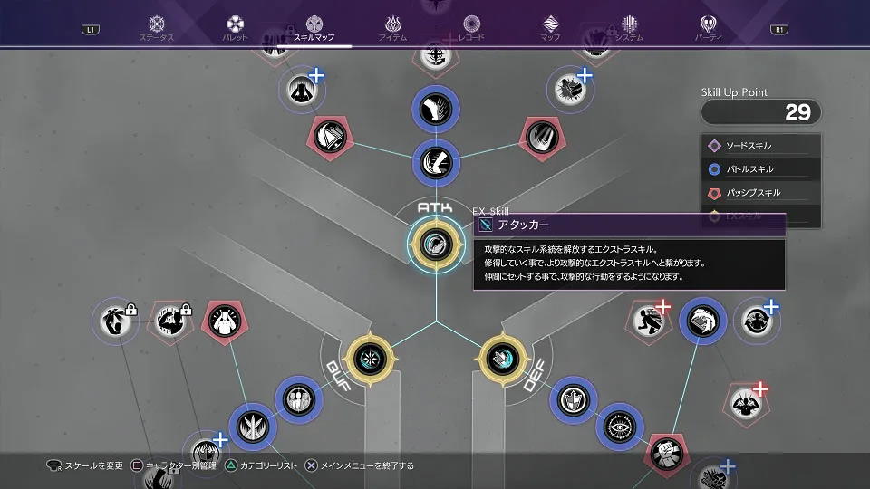 Skill-trädet i Sword Art Online: Alicization Lycoris.