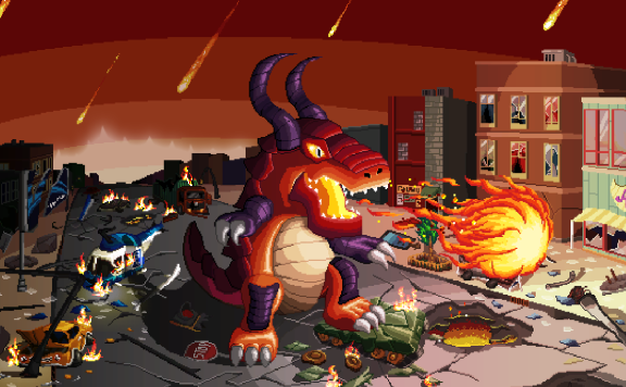 En kaiju terroriserar stan i Gigapocalypse!