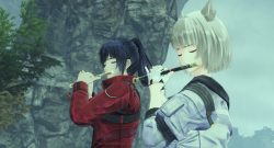 Två karaktärer från Xenoblade Chronicles 3 spelar flöjt