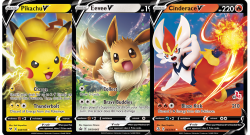 Pikachu, Eevee och Cinderace från Pokémon Battle Academy