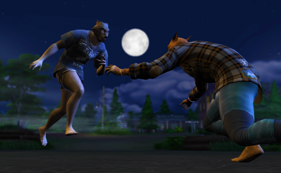 Varulvar i spelet Sims 4 bråkar med varandra