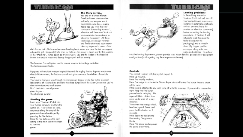 Turrican Anthology: inskannad manual med kontrollinstruktioner.